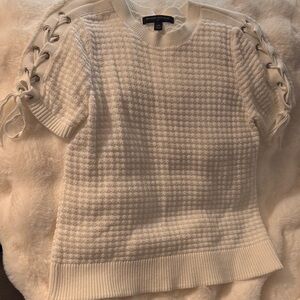 Banana Republic Cream Sweater with Lace-Up Sleeves